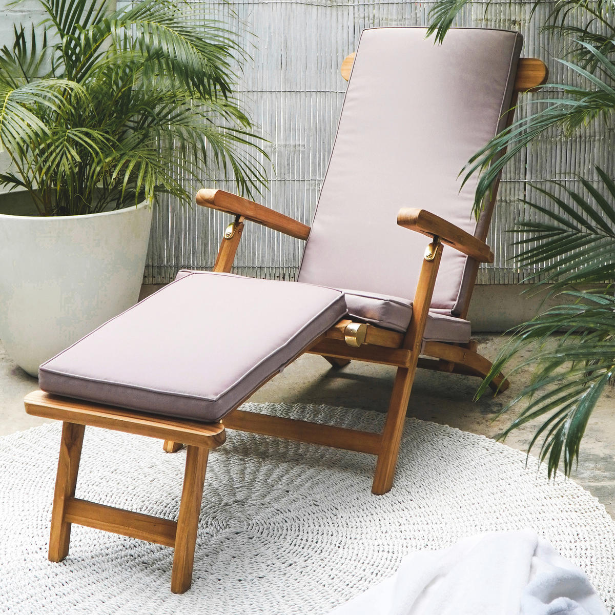 AXI Outdoor Living Gartenliege Costa beige Teakholz B/H/L: ca. 60x80x150 cm Costa - braun/beige (150,00/60,00/80,00cm) - AXI Outdoor Living