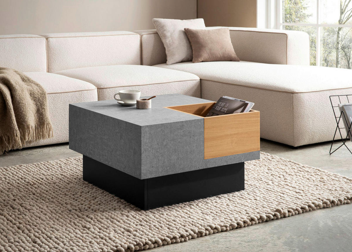 Couchtisch Beton Optik B/H/T: ca. 65x40x65 cm Couchtisch - Beton (65,00/40,00/65,00cm) - Wohnling
