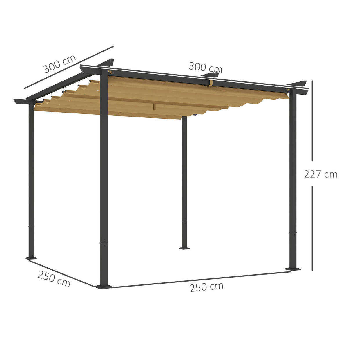 Outsunny Pergola beige Metall B/H/L: ca. 300x227x300 cm Pergola - beige (300,00/300,00/227,00cm) - Outsunny
