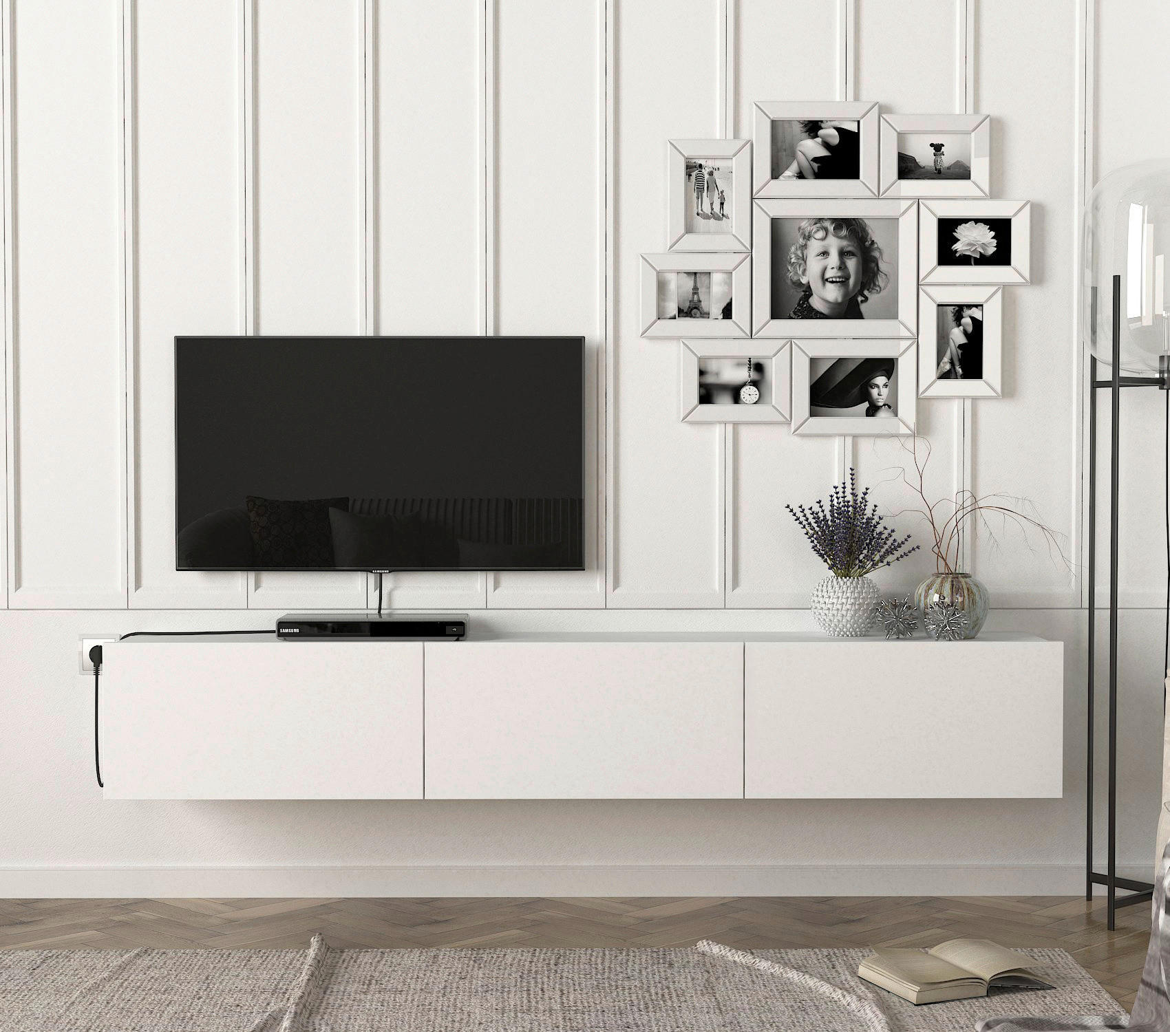 TV-Lowboard Damla weiß B/H/T: ca. 180x29,5x29,5 cm Damla - weiß (180,00/29,50/29,50cm) - moebel17