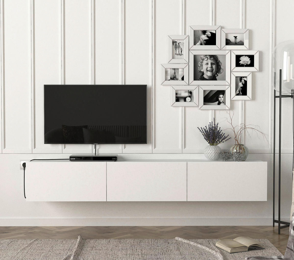 TV-Lowboard Damla weiß B/H/T: ca. 180x29,5x29,5 cm Damla - weiß (180,00/29,50/29,50cm) - moebel17