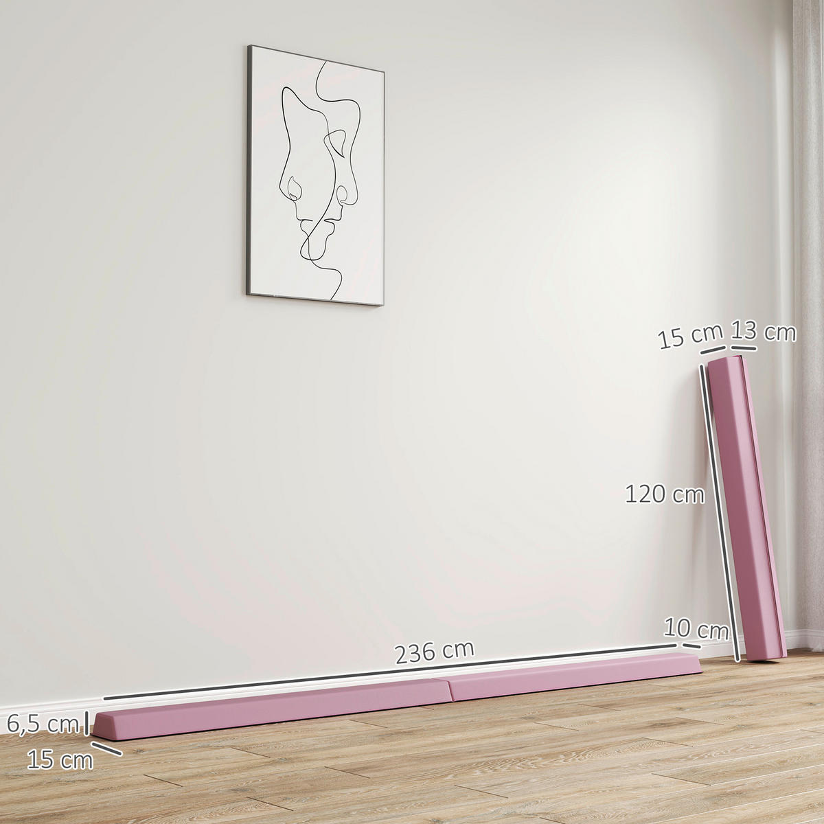 SPORTNOW Schwebebalken rosa Kunststoff B/H/L: ca. 15x6,5x236 cm Schwebebalken - rosa (236,00/15,00/6,50cm) - SPORTNOW