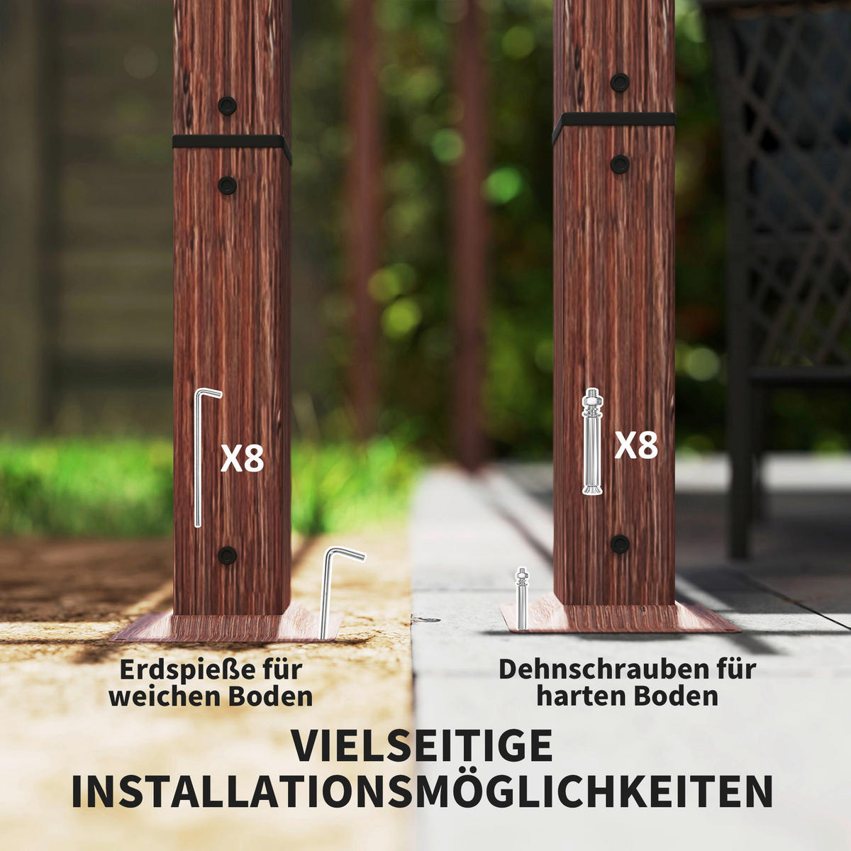 Outsunny Pergola natur Aluminium B/H/L: ca. 300x232x382 cm Pergola - natur (382,00/300,00/232,00cm) - Outsunny
