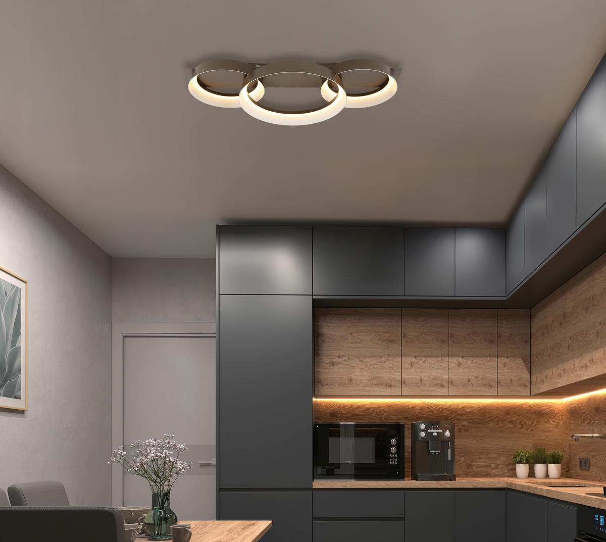 GLOBO Deckenleuchte kaffee Opal Kunststoff Metall B/H/L: ca. 35x12x70 cm 1 Brennstellen SYRAKUS - Opal/kaffee (70,00/35,00/12,00cm) - GLOBO