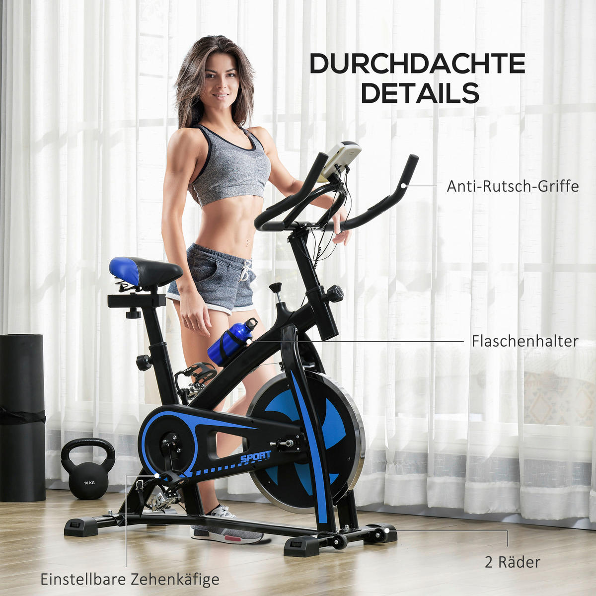 SPORTNOW Heimtrainer blau Stahl B/H/L: ca. 50x115x118 cm Heimtrainer - blau (118,00/50,00/115,00cm) - SPORTNOW
