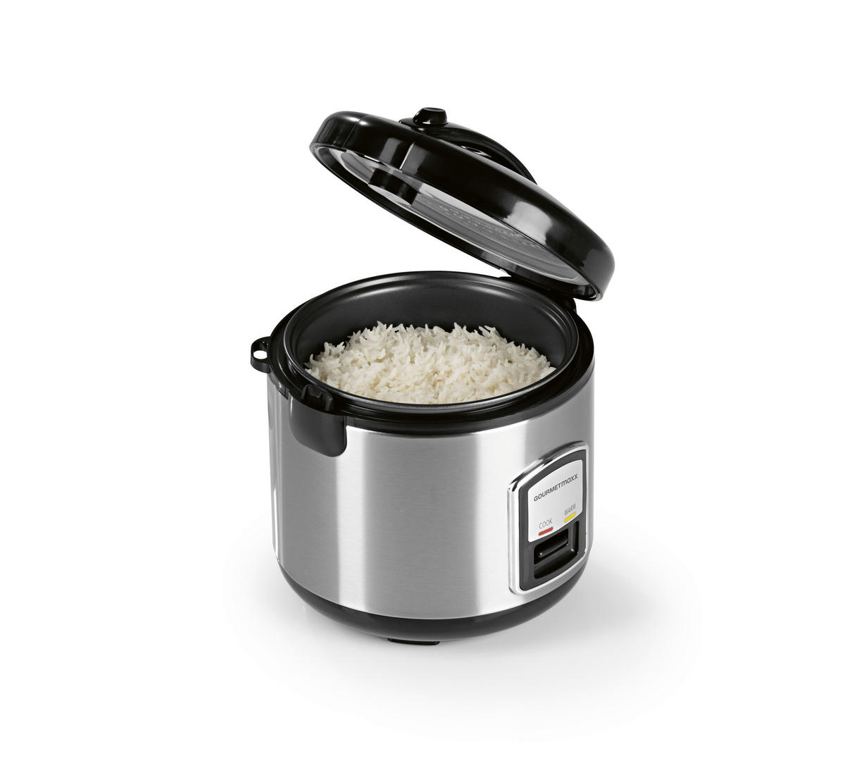 GOURMETmaxx Reiskocher schwarz silber B/H/L: ca. 23,6x25,2x23,2 cm Reiskocher_mit_Gartopf - schwarz/silber (23,20/23,60/25,20cm) - GOURMETmaxx
