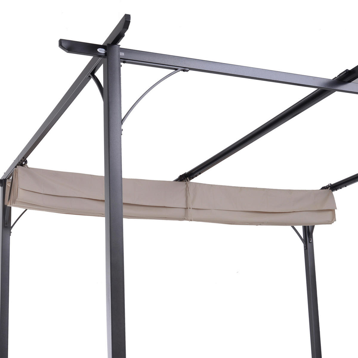 Outsunny Pergola schwarz Metall B/H/L: ca. 300x230x300 cm Pergola - beige/schwarz (300,00/300,00/230,00cm) - Outsunny