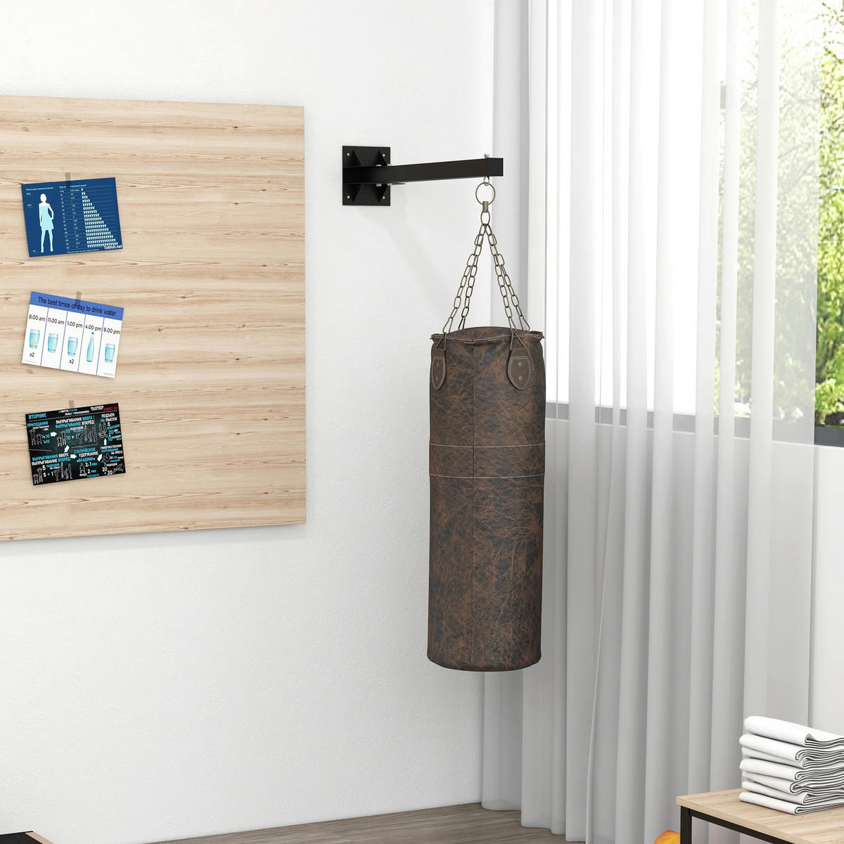 SPORTNOW Fitness-Zubehör schwarz Edelstahl B/H/L: ca. 17x80x48 cm Boxsackhalterung - schwarz (48,00/17,00/80,00cm) - SPORTNOW