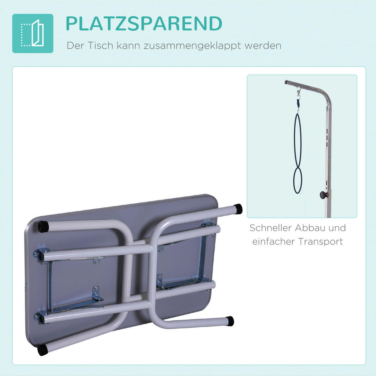 PawHut Tier-Zubehör schwarz Edelstahl B/H/L: ca. 48x81x80 cm Trimmtisch - weiß/schwarz (80,00/48,00/81,00cm) - PawHut