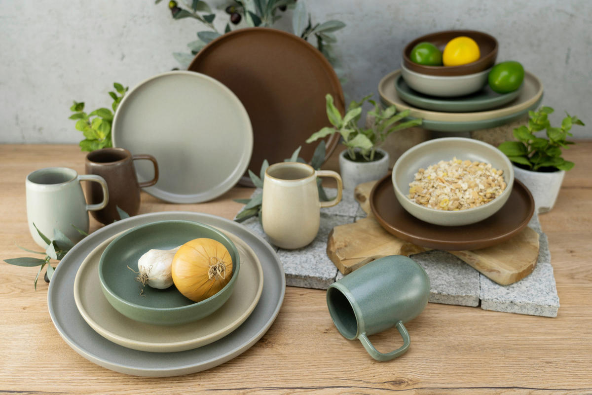 CreaTable Kombiservice uno NATURAL multicolor Steinzeug 16 tlg. uno NATURAL - multicolor - CreaTable