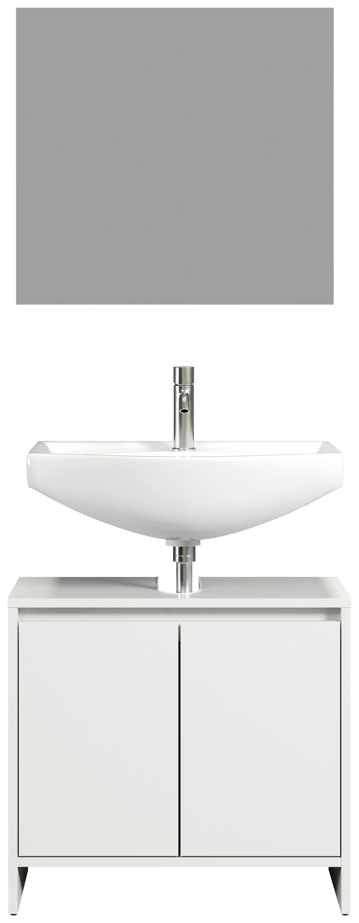 Badezimmer-Set Basix weiß matt grau B/H/T: ca. 60x164x28 cm Basix - weiß/grau (60,00/164,00/28,00cm) - Trendteam