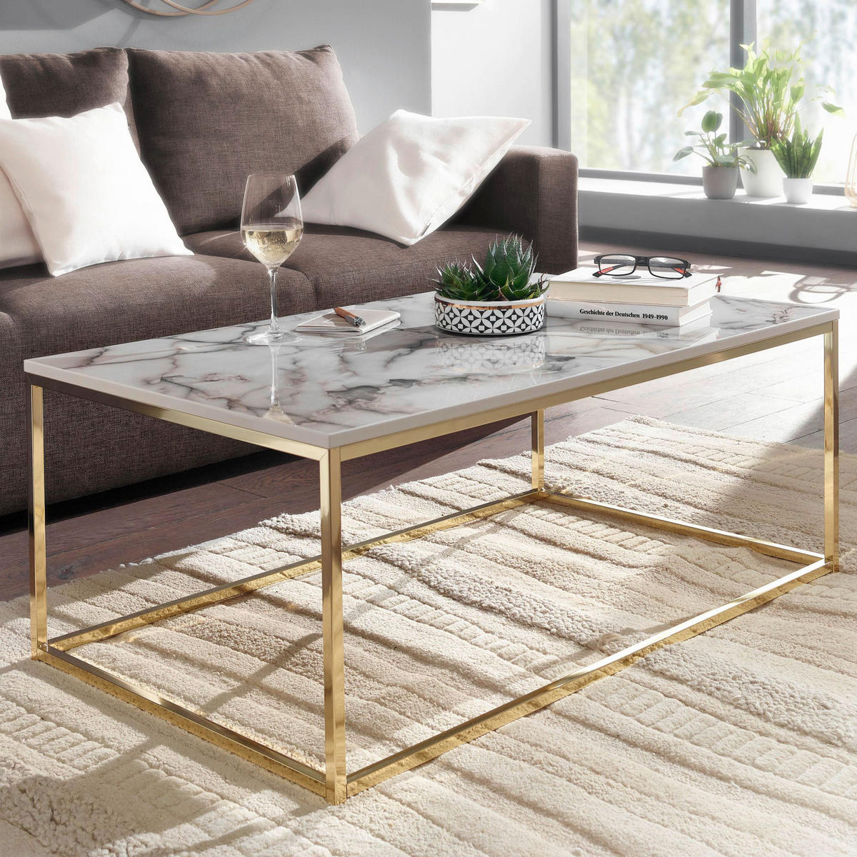 Couchtisch weiß B/H/T: ca. 60x40x100 cm Couchtisch - weiß (60,00/40,00/100,00cm) - Wohnling