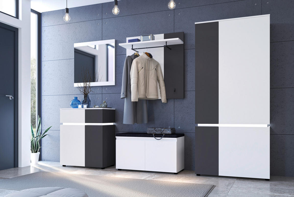 Garderobenschrank Luce Alpinweiß anthrazit B/H/T: ca. 90x199x40 cm Luce - Alpinweiß/anthrazit (90,00/199,00/40,00cm)