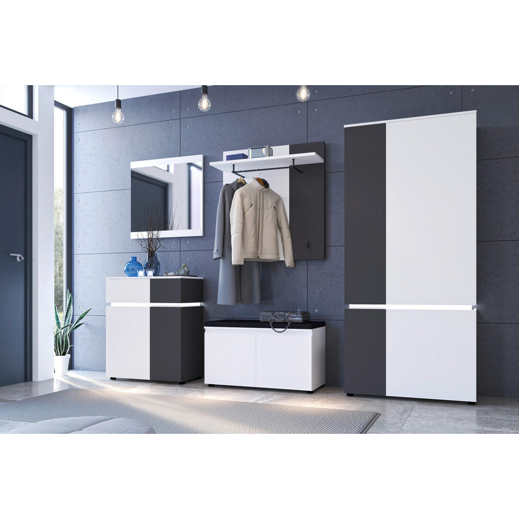 Thumbnail - Garderobenpaneel Luce Alpinweiß anthrazit B/H/T: ca. 90x96x30 cm
