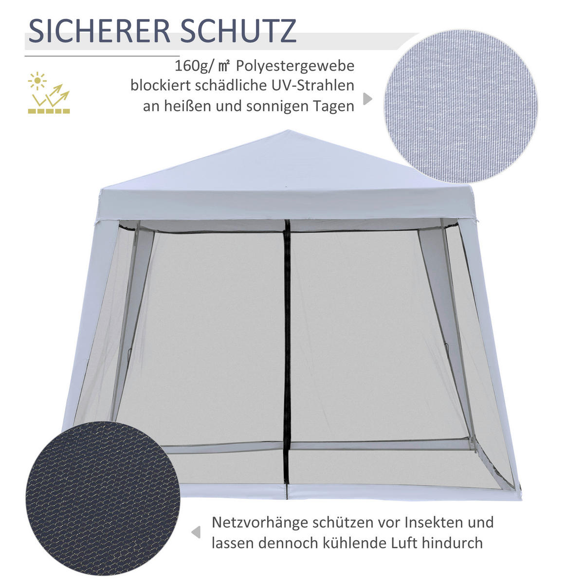 Outsunny Pavillon grau Stahl B/H/L: ca. 300x245x300 cm Pavillon - grau (300,00/300,00/245,00cm) - Outsunny