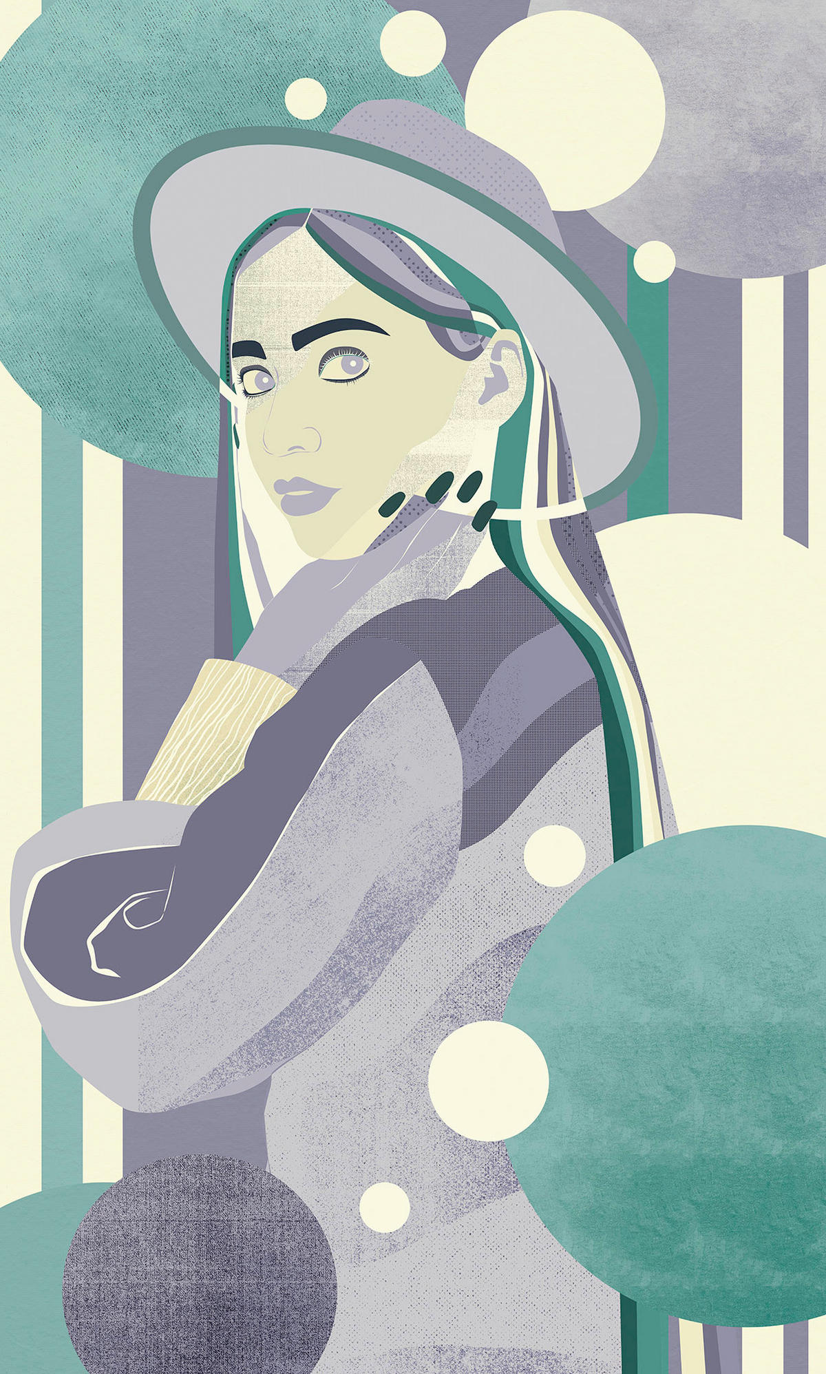 Komar Fototapete Woman Hat Colour B/L: ca. 150x250 cm Woman Hat Colour - (150,00/250,00cm) - Komar
