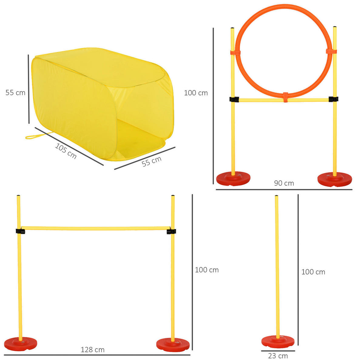 PawHut Agility gelb Kunststoff B/H/L: ca. 128x100x105 cm Agility - gelb (105,00/128,00/100,00cm) - PawHut
