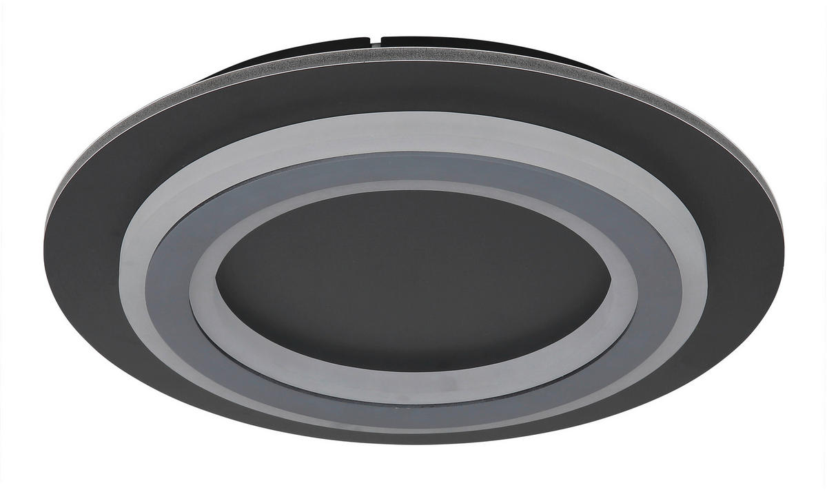 GLOBO LED-Deckenleuchte mattschwarz Opal grau Metall Kunststoff Acryl H/D: ca. 5,5x34 cm 1 Brennstellen JAYDEN - Opal/mattschwarz (34,00/5,50cm) - GLOBO