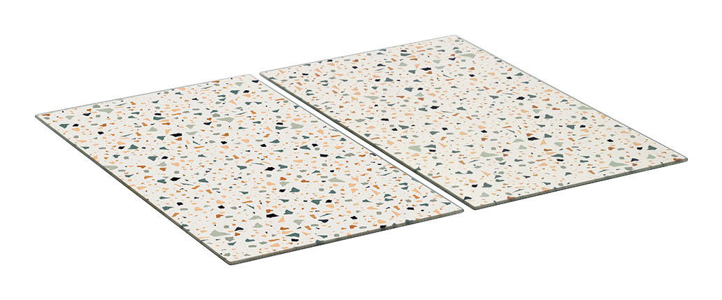 Zeller Herd-/Schneideabdeckplatten-Set Terrazzo bunt Glas B/H/L: ca. 30x0,8x52 cm Terrazzo - bunt (52,00/30,00/0,80cm) - Zeller