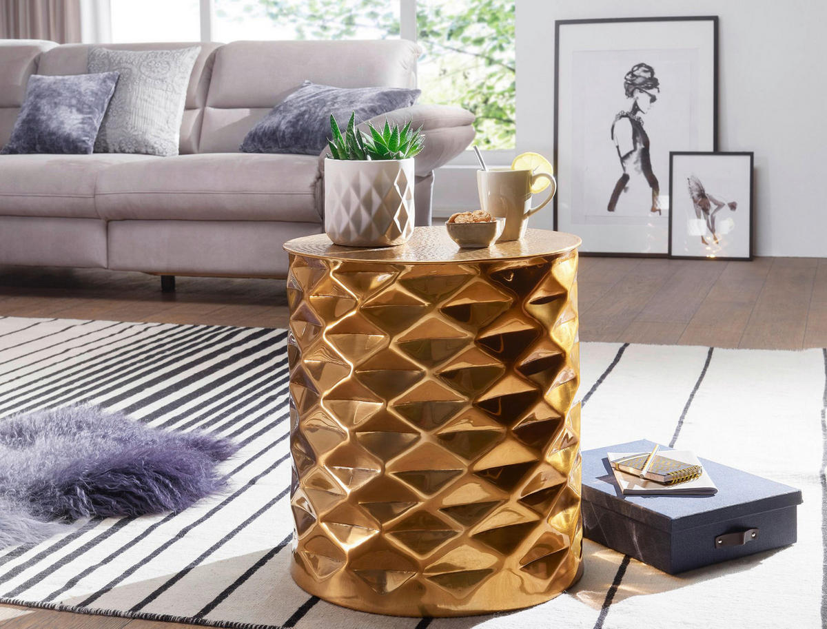 Beistelltisch gold Aluminium B/H/T: ca. 43,5x48x43,5 cm Beistelltisch - gold (43,50/48,00/43,50cm) - Wohnling
