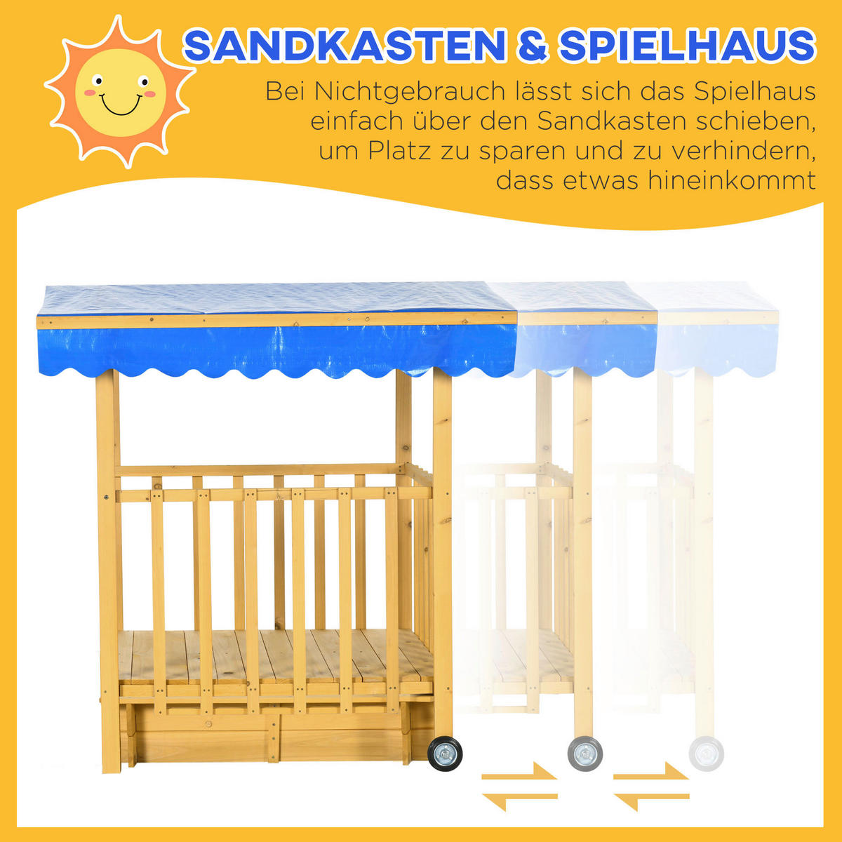 Outsunny Sandkasten natur B/H/L: ca. 129x133x137,5 cm Sandkasten - natur (137,50/129,00/133,00cm) - Outsunny