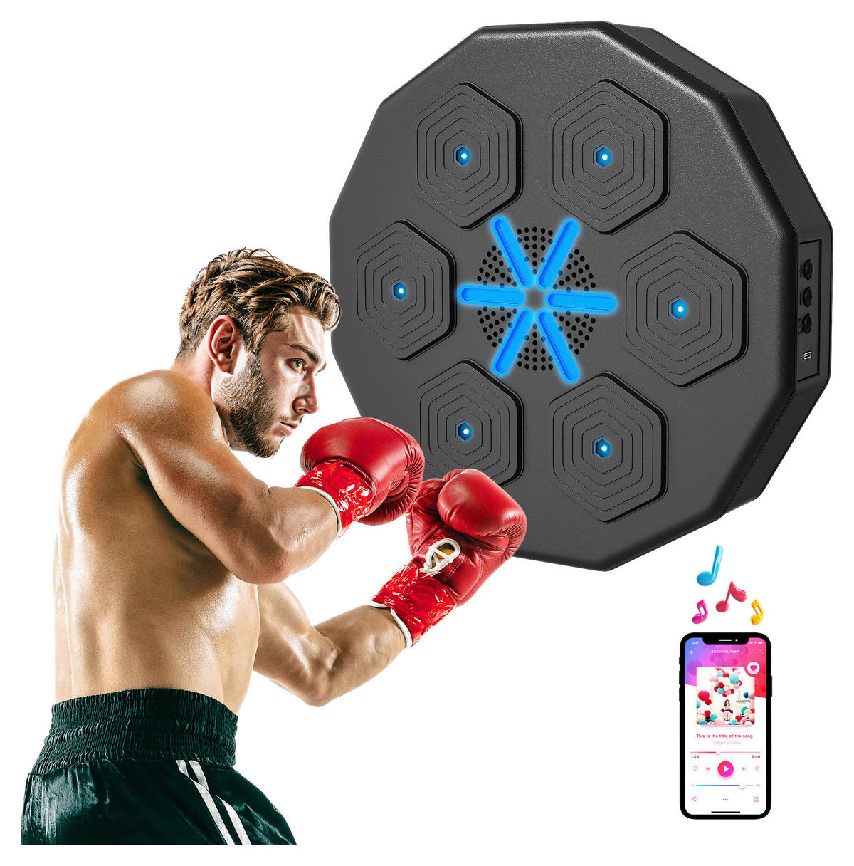 SPORTNOW Musik-Boxmaschine schwarz Polyethylen B/H/L: ca. 40x7,5x40 cm Musik-Boxmaschine - schwarz (40,00/40,00/7,50cm) - SPORTNOW