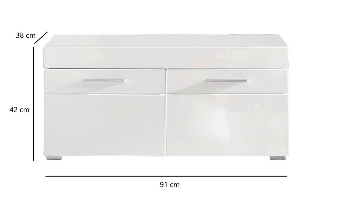 Sitzbank Amanda weiß Hochglanz B/H/T: ca. 91x42x38 cm Amanda - weiß (91,00/42,00/38,00cm) - Trendteam
