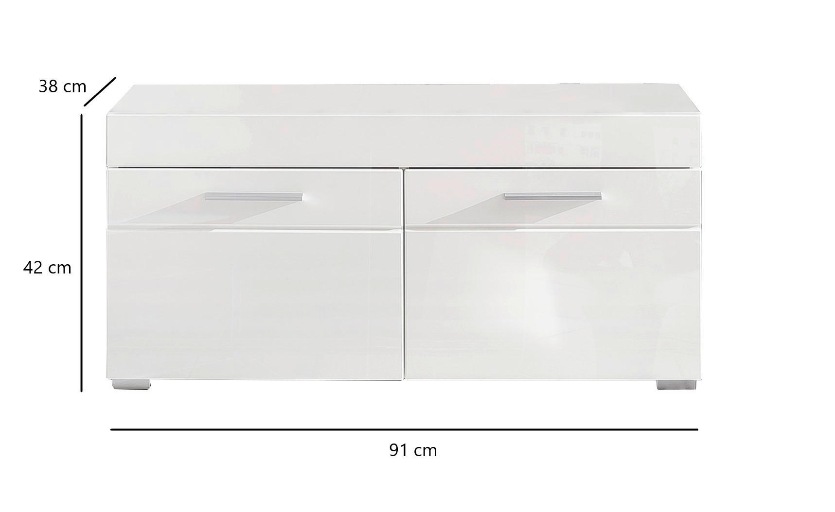 Thumbnail - Sitzbank Amanda weiß Hochglanz B/H/T: ca. 91x42x38 cm