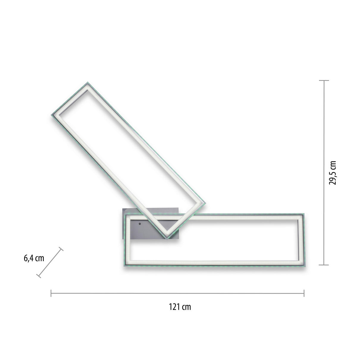 Just Light LED-Deckenleuchte FELIX60 14635-55 stahlfarbig weiß Kunststoff Stahl B/H/T: ca. 121x6,4x72 cm 2 Brennstellen FELIX60 - weiß/stahlfarbig (121,00/6,40/72,00cm) - Just Light