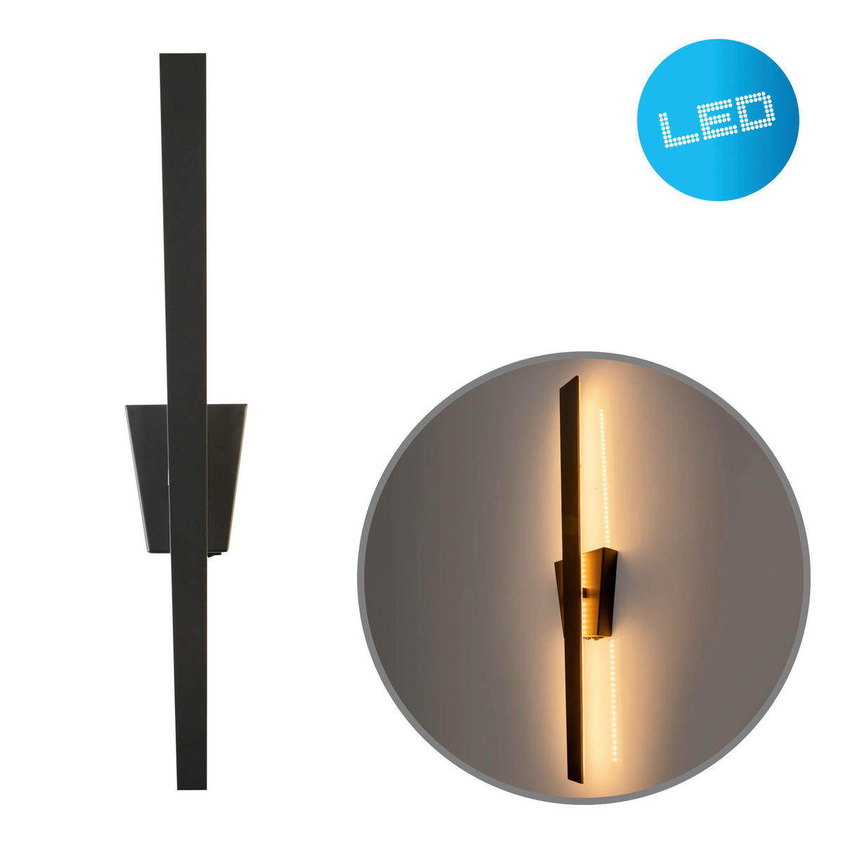 Näve Leuchten LED-Leuchten 1386722 schwarz Metall Kunststoff B/H/T: ca. 4,5x62x10 cm 1 Brennstellen Trevor - schwarz (4,50/62,00/10,00cm) - Näve Leuchten