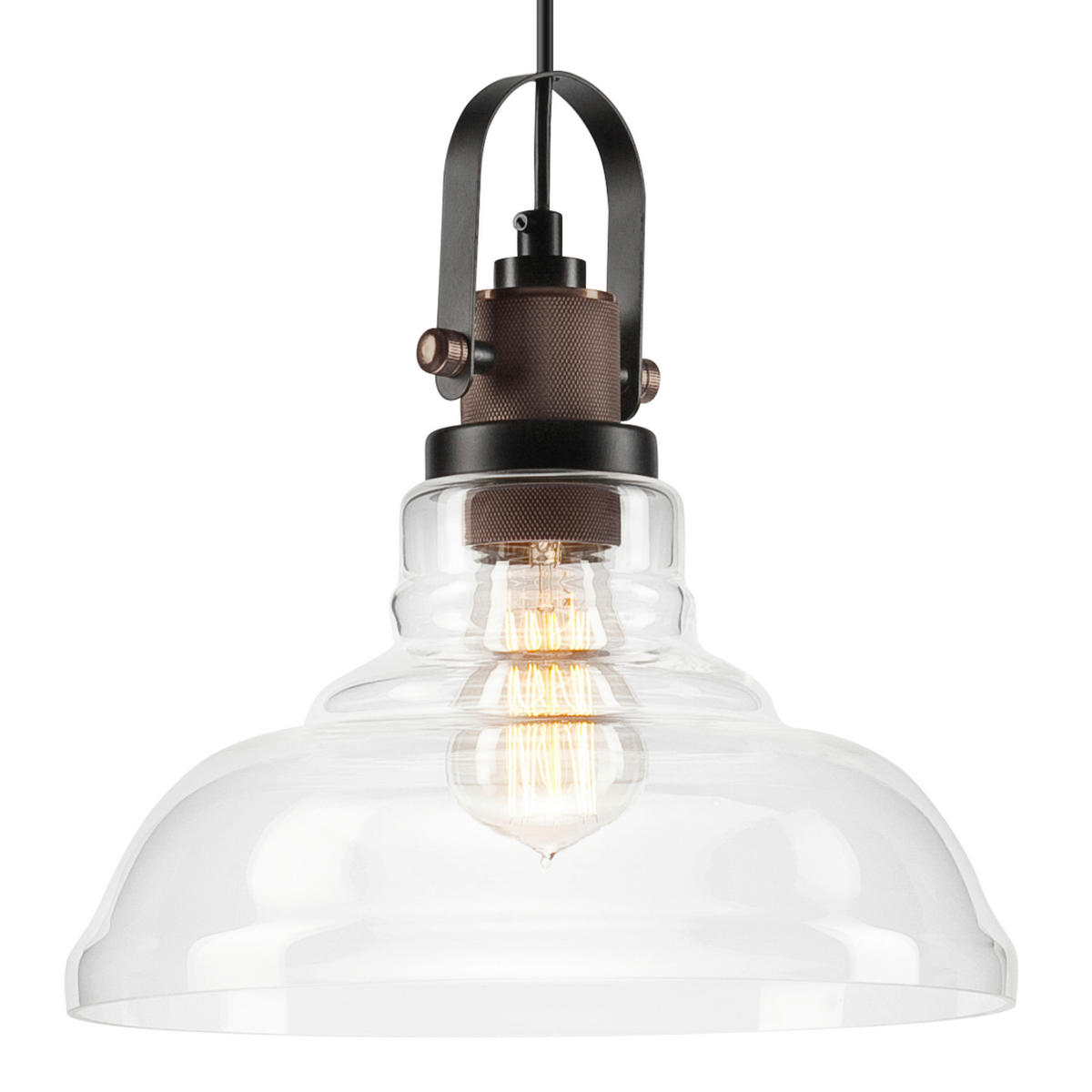 Lamkur Pendelleuchte MATTEO 41537 Kupfer Stahl Glas H/L: ca. 112x28 cm E27 1 Brennstellen MatteO - Kupfer (28,00cm) - Lamkur