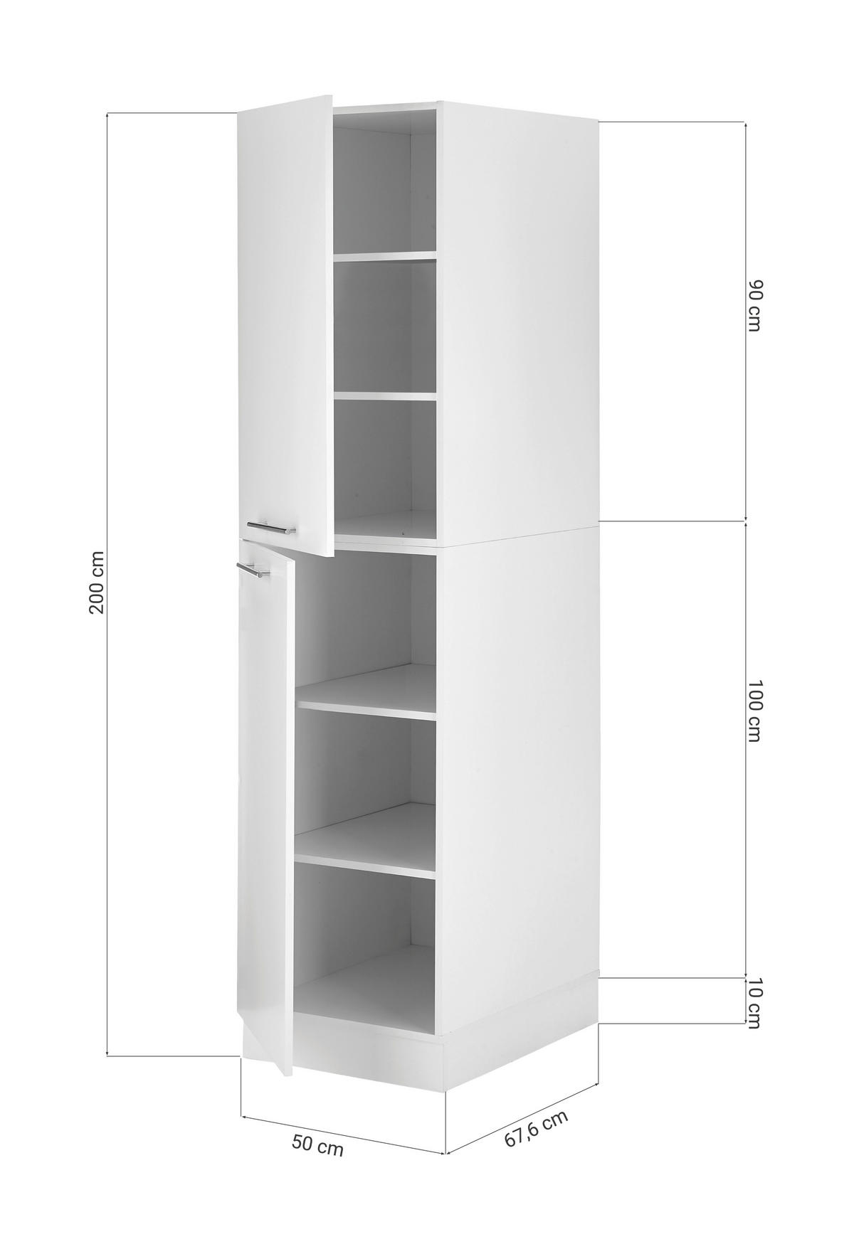 Respekta Hochschrank Clara weiß matt B/H/T: ca. 50x200x67,6 cm Clara - weiß (50,00/200,00/67,60cm) - Respekta