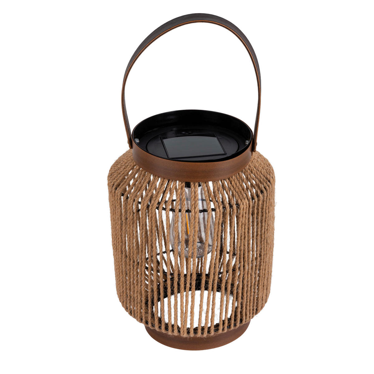 LED-Solarleuchte 5292727 natur Hanfseil Metall H/D: ca. 29x22 cm LED Solarleuchte "KORBINIAN" - natur (22,00/29,00cm) - Näve Leuchten