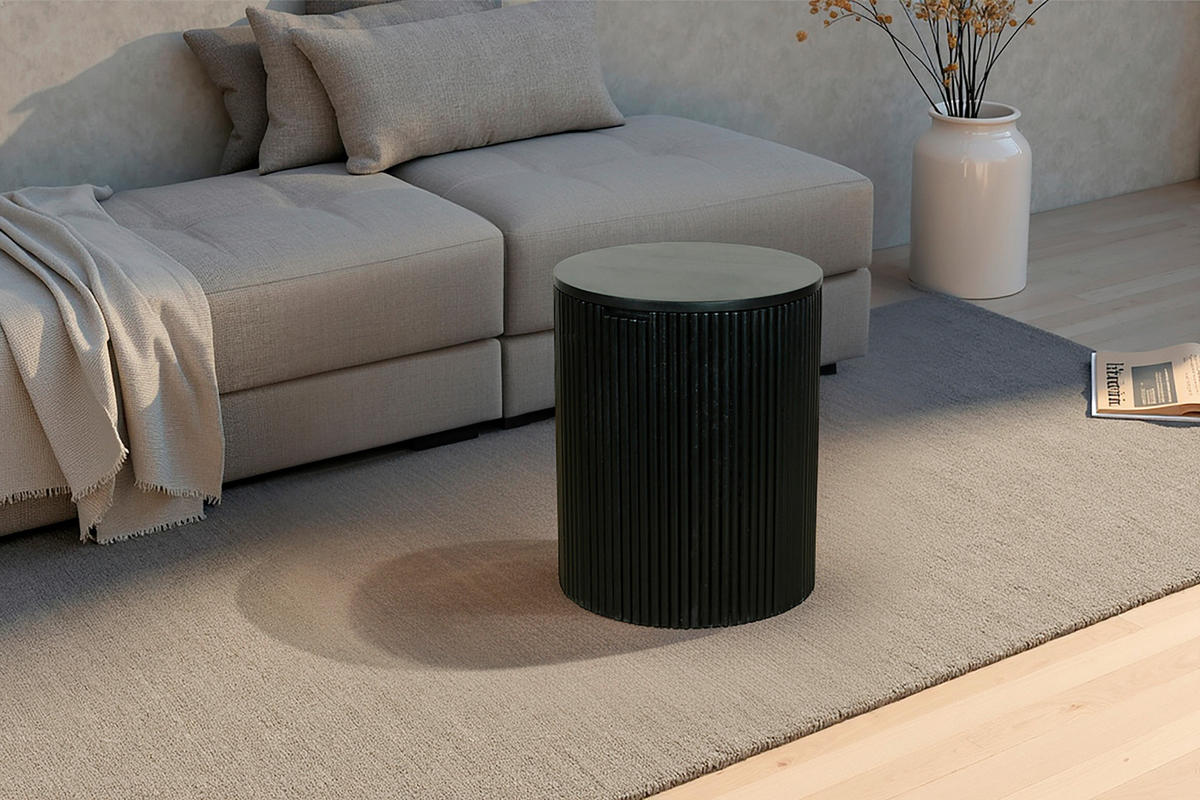 Beistelltisch OWEN schwarz Mango H/D: ca. 50x40 cm OWEN - schwarz (40,00/50,00cm) - byLIVING