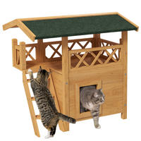 PawHut Katzen-Zubehör grün Edelstahl B/H/L: ca. 50x77x73 cm Katzenhaus - natur/grün (73,00/50,00/77,00cm) - PawHut