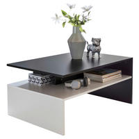 Couchtisch weiß schwarz B/H/T: ca. 90x43x60 cm Couchtisch - weiß/schwarz (90,00/43,00/60,00cm) - Wohnling