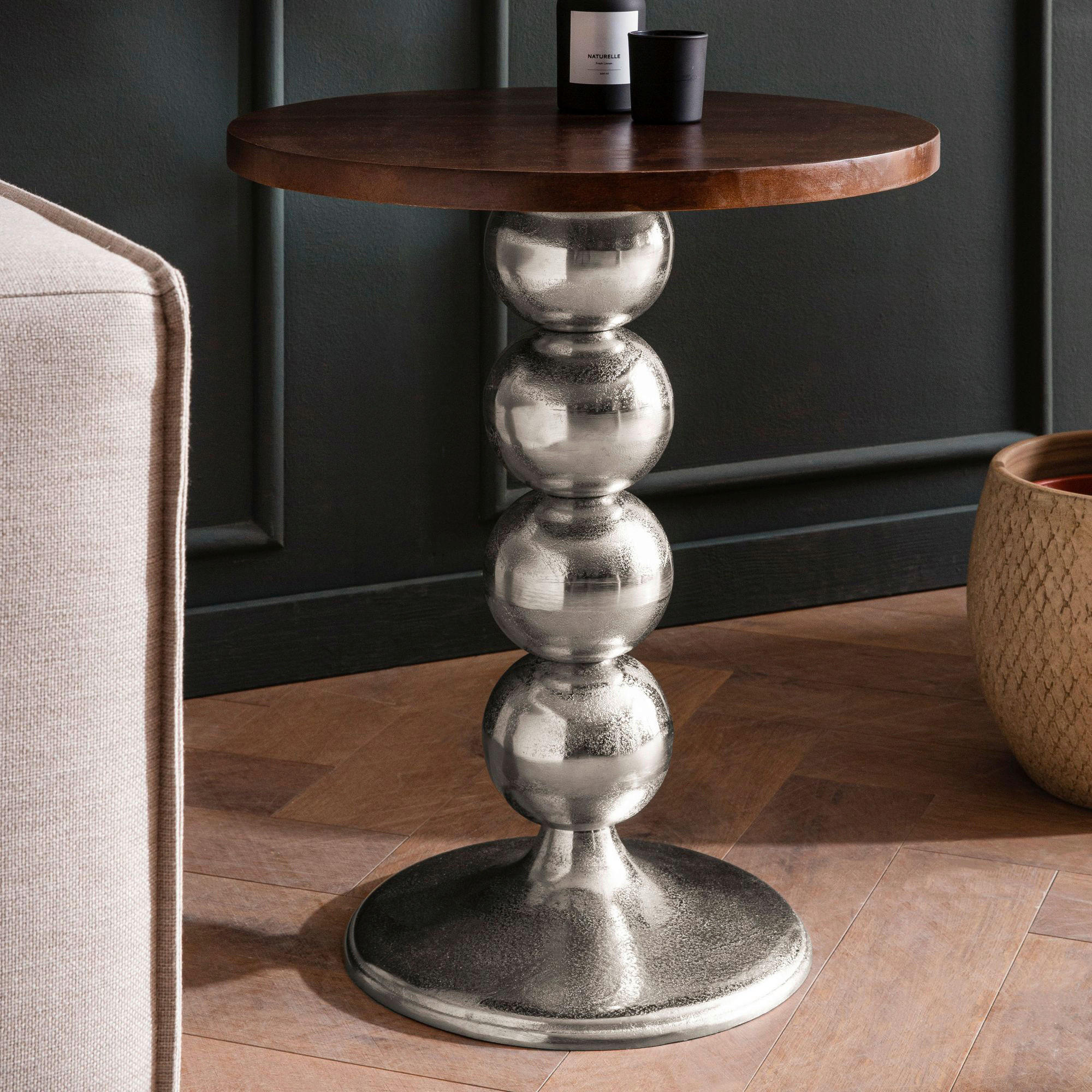 Beistelltisch silber Metall Mango B/H/T: ca. 50x62x50 cm Beistelltisch - silber (50,00/62,00/50,00cm) - Wohnling