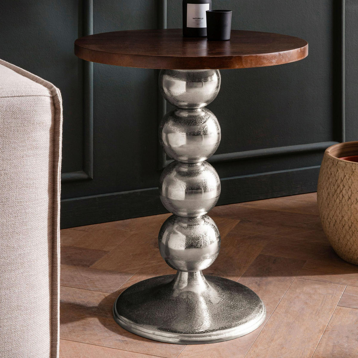 Beistelltisch silber Metall Mango B/H/T: ca. 50x62x50 cm Beistelltisch - silber (50,00/62,00/50,00cm) - Wohnling