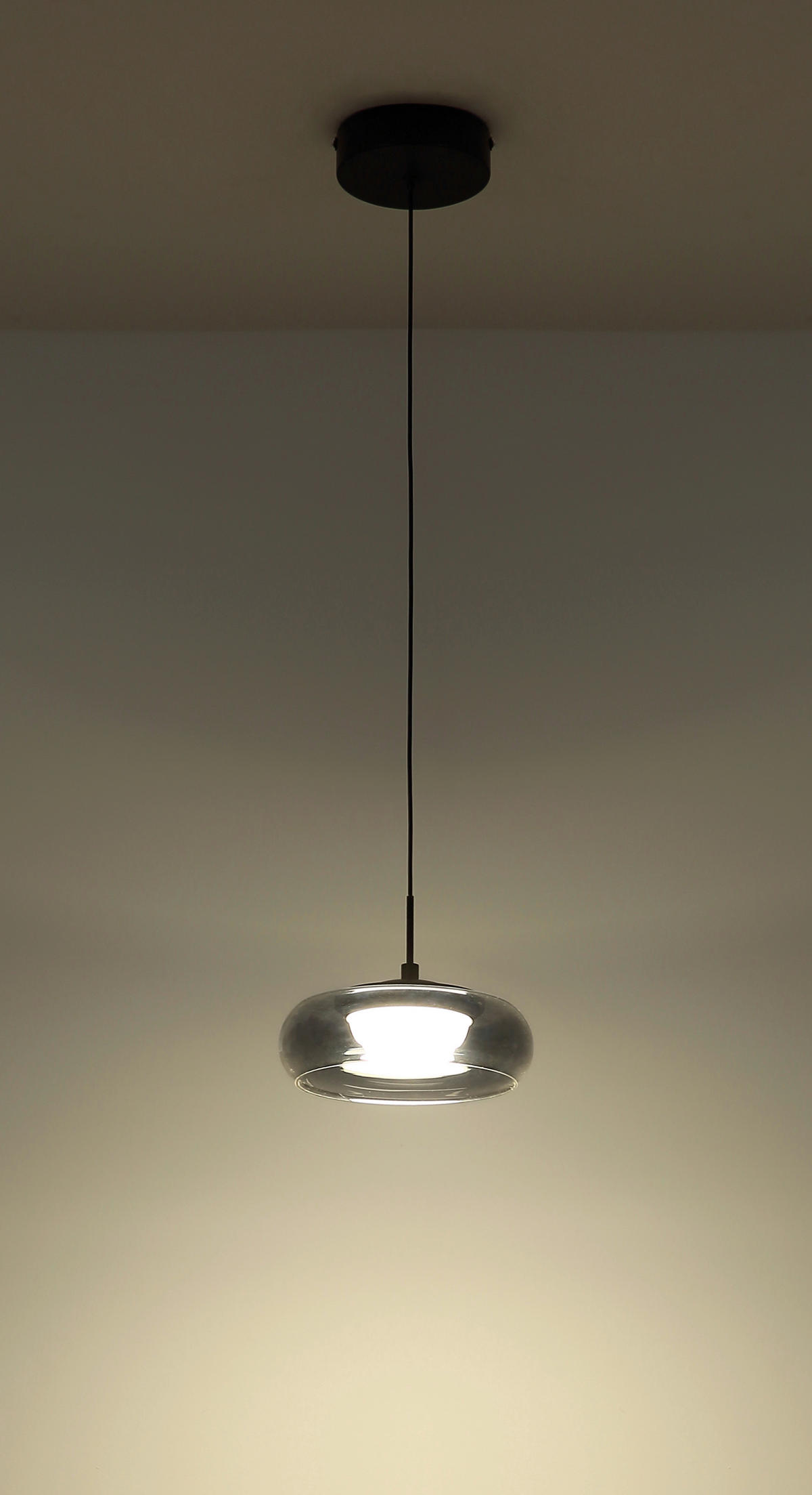 GLOBO Hängeleuchte schwarz Rauch Glas Metall B/H/L: ca. 26x18x26 cm Hängeleuchte-Carlene - schwarz/Rauch (26,00/26,00/18,00cm) - GLOBO