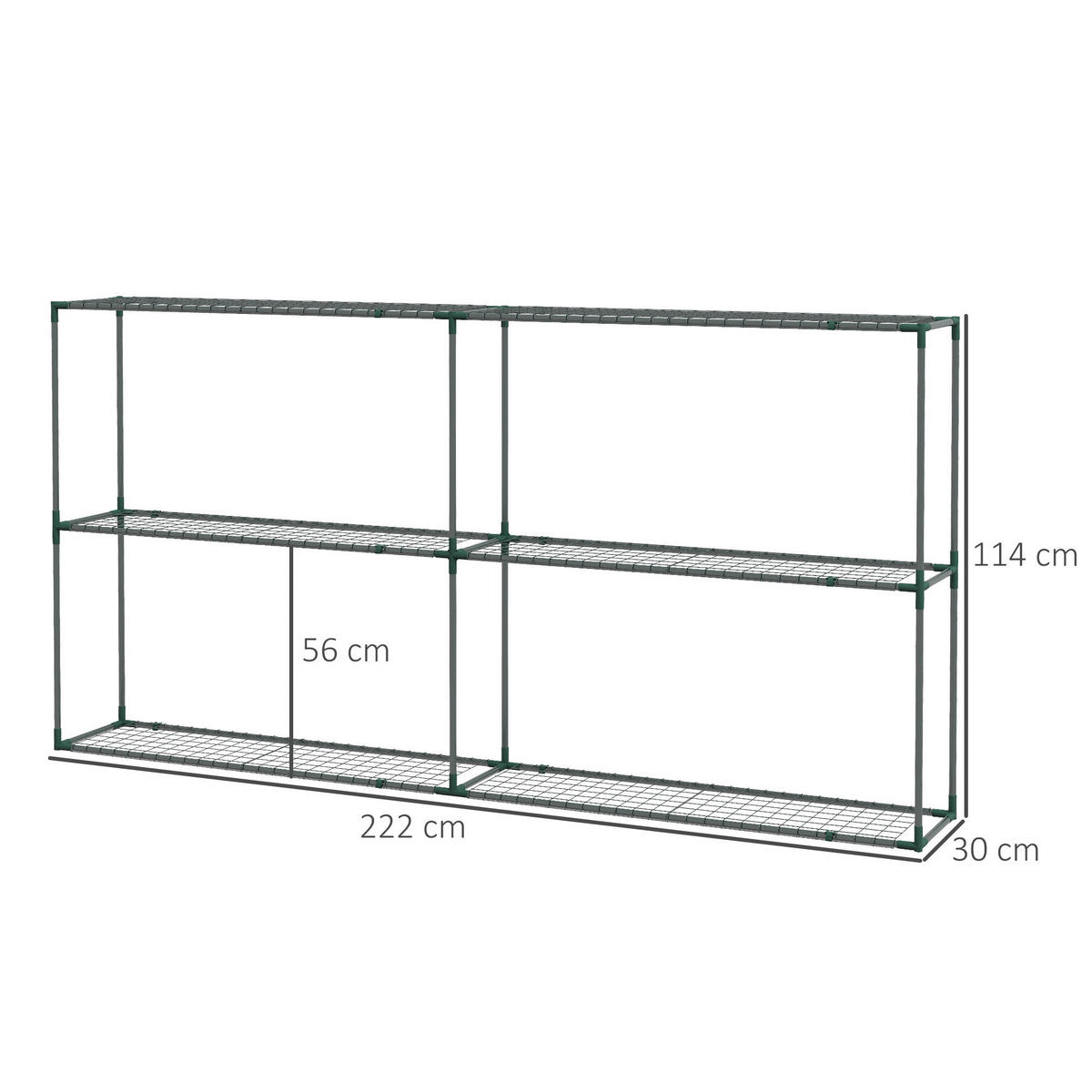 Outsunny Gartenregal dunkelgrün Edelstahl B/H/L: ca. 30x222x114 cm Blumenregal - dunkelgrün (114,00/30,00/222,00cm) - Outsunny