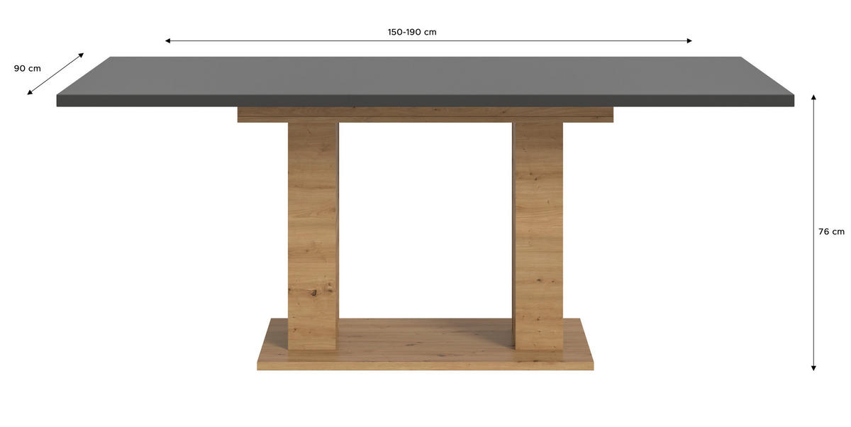 Esstisch MOTION grau Artisan Nachbildung B/H/T: ca. 150x76x90 cm MOTION - grau (150,00/76,00/90,00cm) - xonox.home