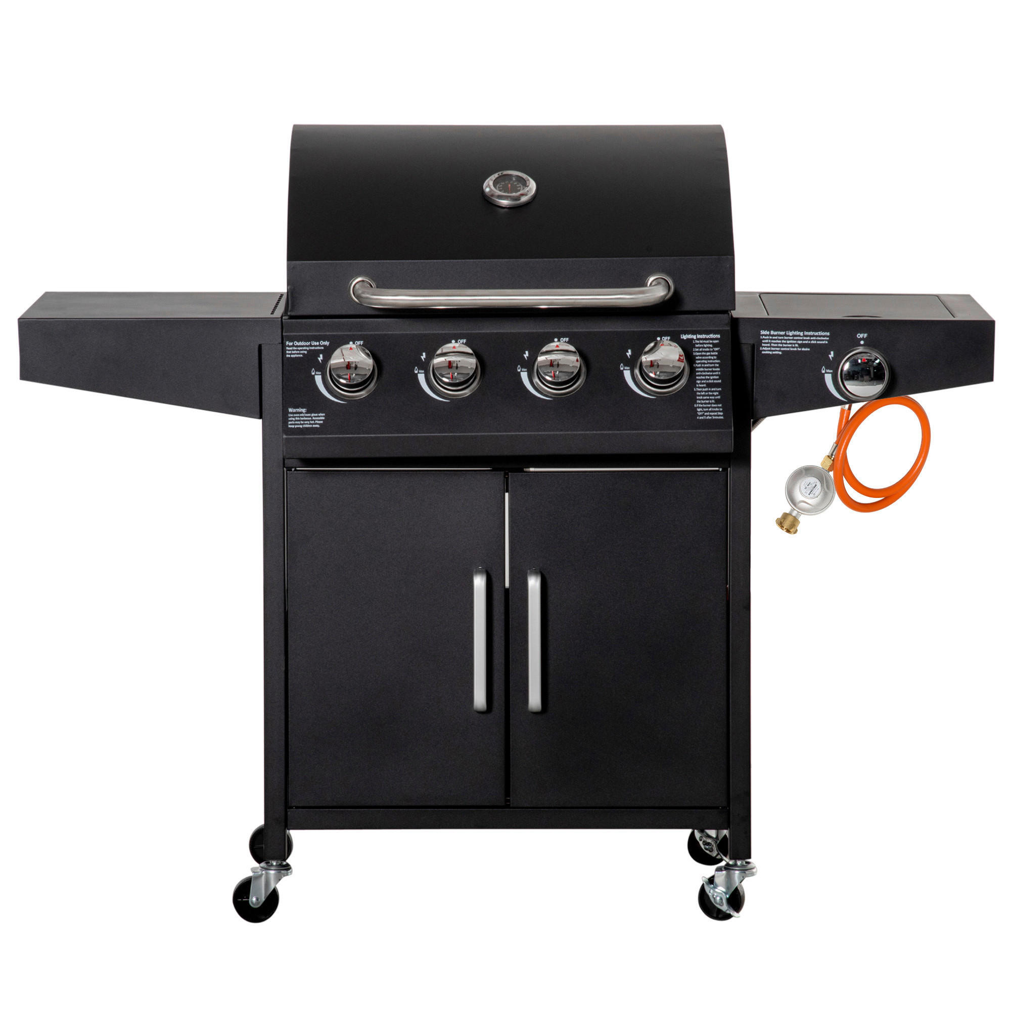 Outsunny Gasgrill Gasgrill - schwarz (132,40/55,00/109,00cm) - Outsunny