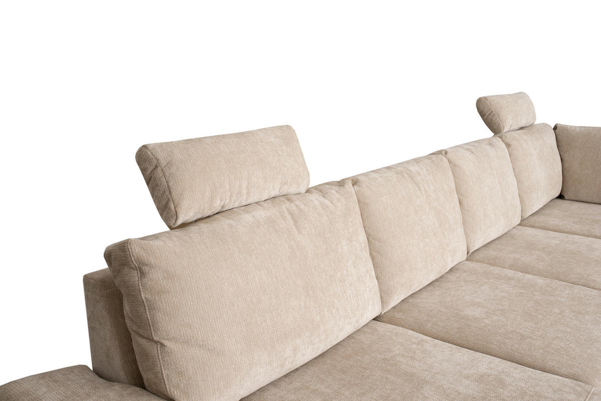 Wohnlandschaft Sara U beige Microfaser B/H/T: ca. 333x87x189 cm Sara U - beige/schwarz (333,00/87,00/189,00cm)