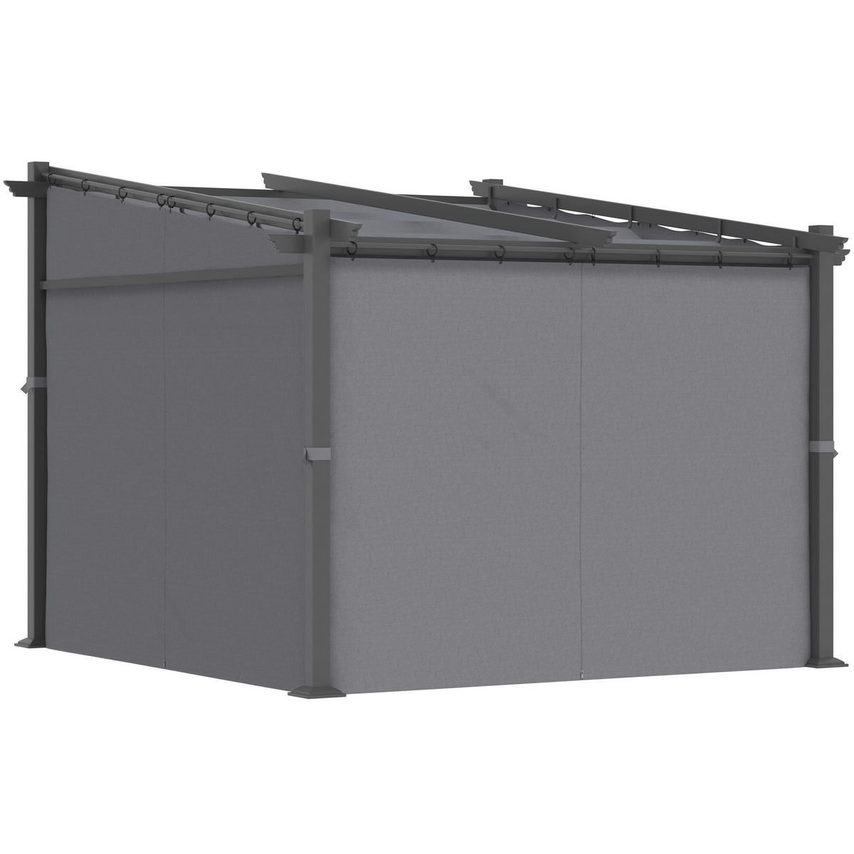 Outsunny Pergola mit Sonnendach grau Polyester B/H/L: ca. 295x230x297 cm Pergola_mit_Sonnendach - grau (297,00/295,00/230,00cm) - Outsunny