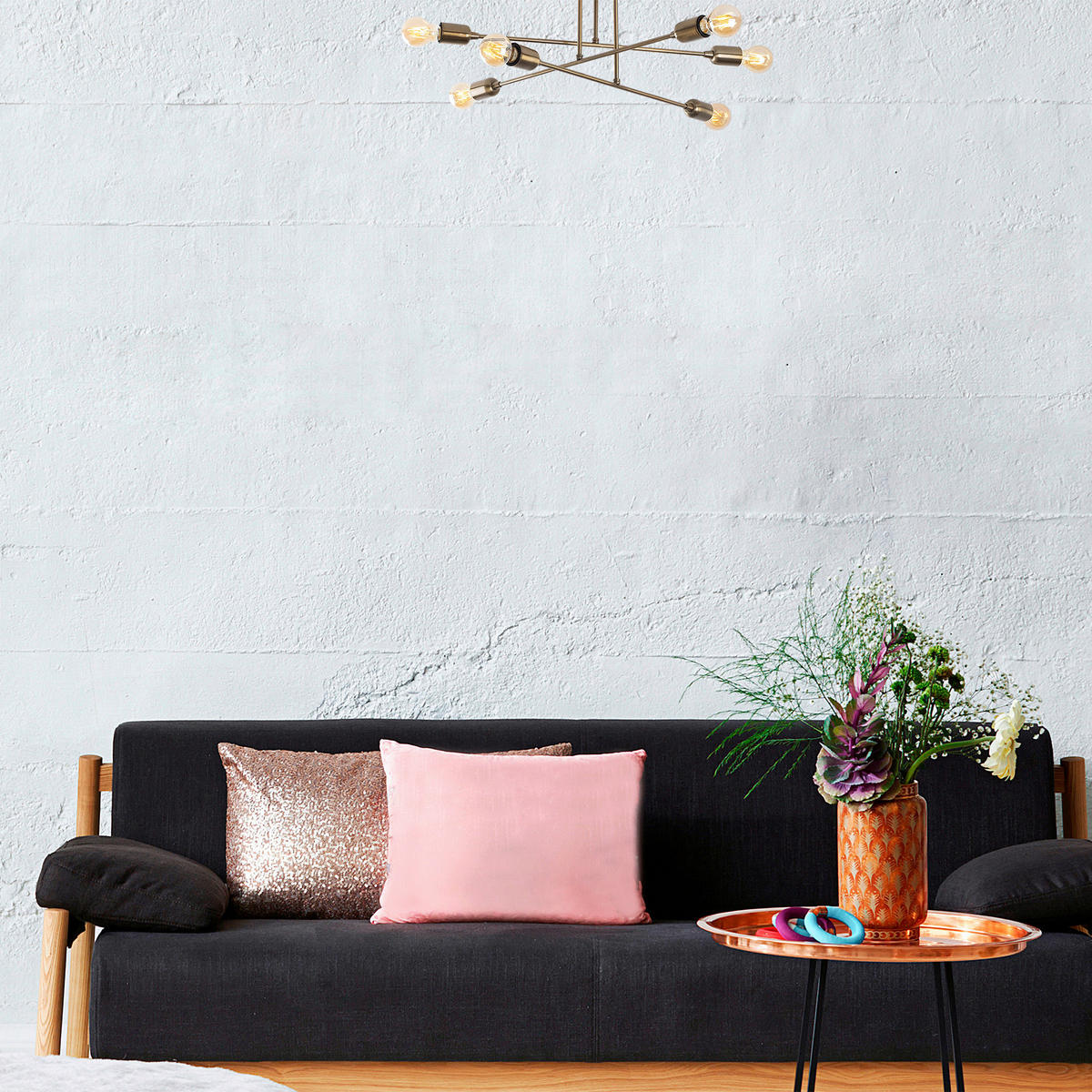 Opviq Deckenleuchte Fleur-1504 B/H/T/L/D: ca. 66x27x66x66x66 cm E27 6 Brennstellen Fleur - (66,00/66,00/27,00cm) - Opviq