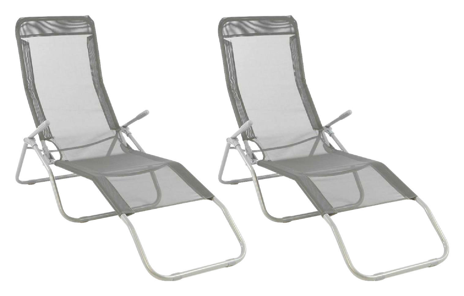VCM Gartenliege-Set grau Stahl B/H/L: ca. 48x100x160 cm Gartenliege - grau (160,00/48,00/100,00cm) - VCM
