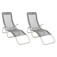 VCM Gartenliege-Set grau Stahl B/H/L: ca. 48x100x160 cm Gartenliege - grau (160,00/48,00/100,00cm) - VCM