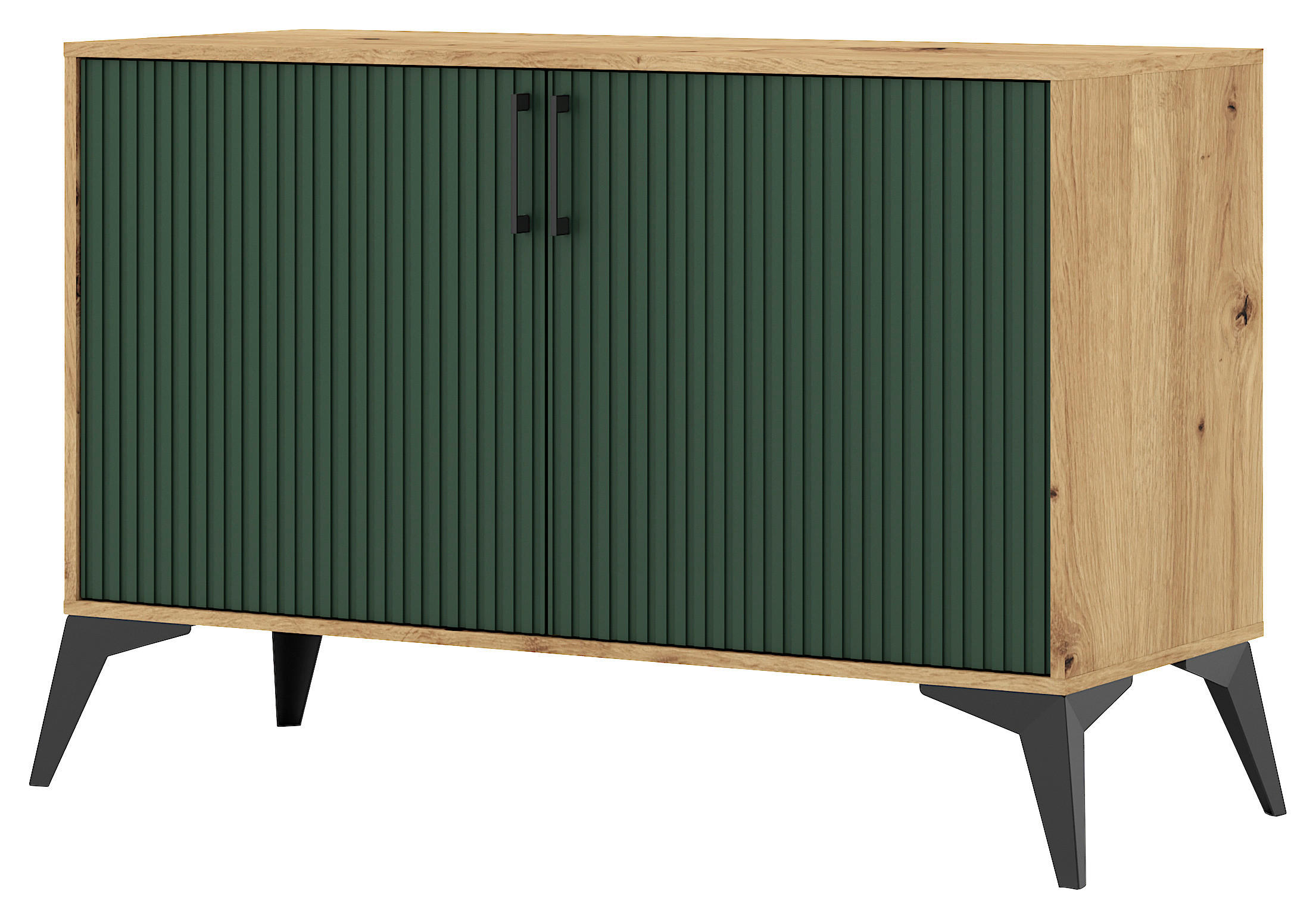 Kommode LUGO Eiche Artisan Nachbildung grün softmatt B/H/T: ca. 108,2x78,4x40 cm LUGO - Eiche/grün (108,20/78,40/40,00cm) - WIPMEB