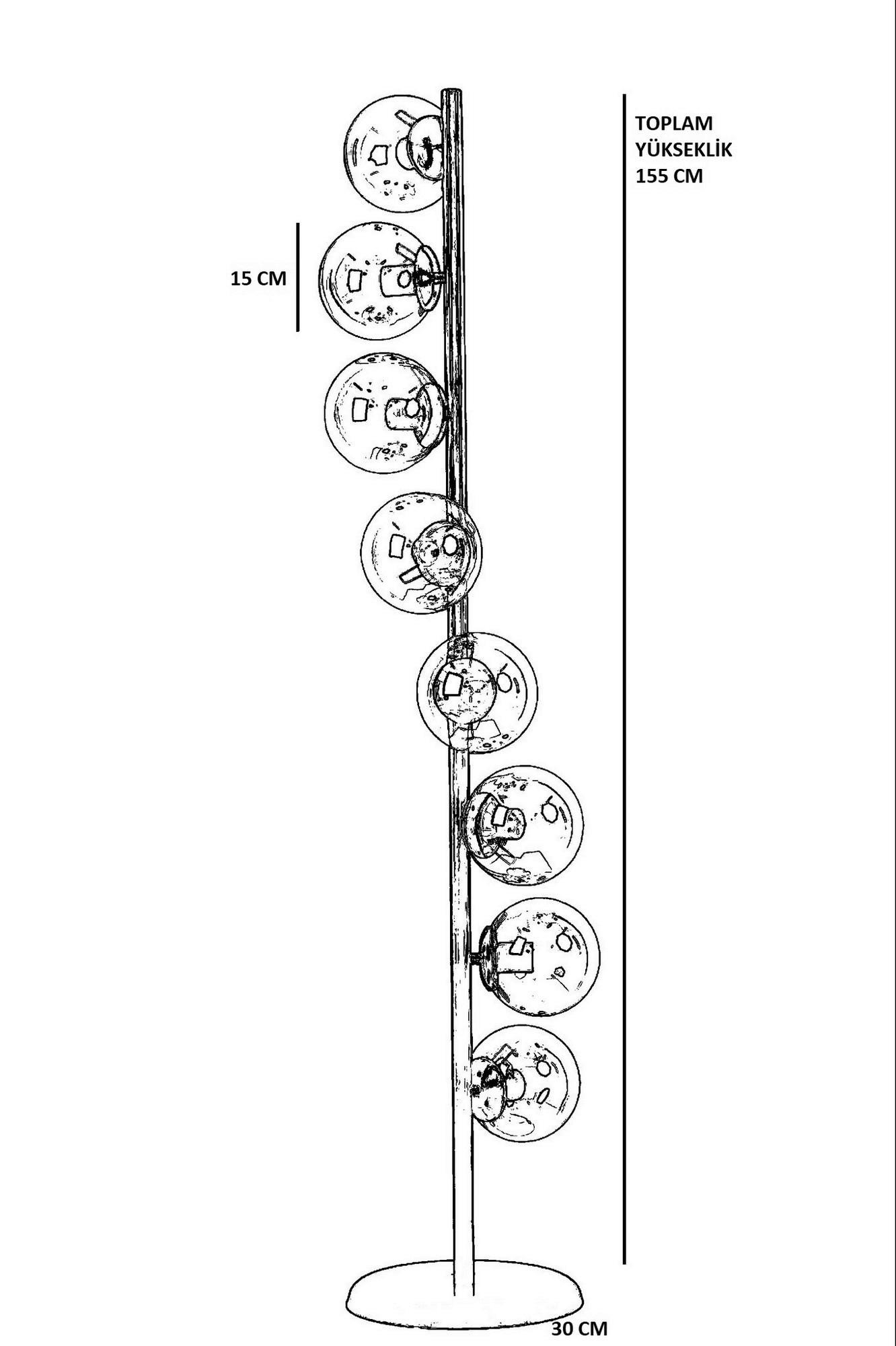 Opviq Stehleuchte weiß Metall Glas B/H/L: ca. 30x155x30 cm E27 8 Brennstellen Stehleuchte_8730-1 - weiß (30,00/30,00/155,00cm) - Opviq