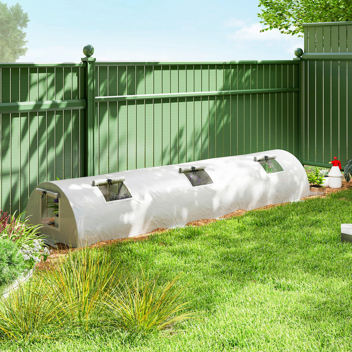 Outsunny Gewächshaus B/H/L: ca. 80x45x300 cm Gewächshaus - weiß (300,00/80,00/45,00cm) - Outsunny